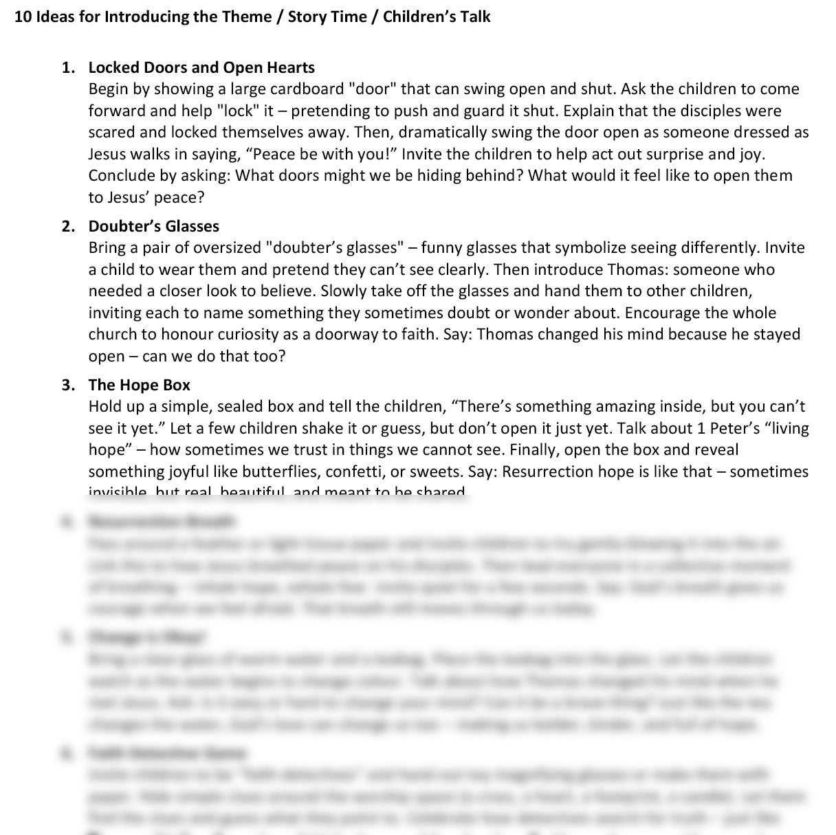 Worship at Hand
Complete Lectionary-Based Worship Services for Sundays in the Church Year
By Philip Garside
Easter 2 | 12 April 2026
Children's Talk Ideas