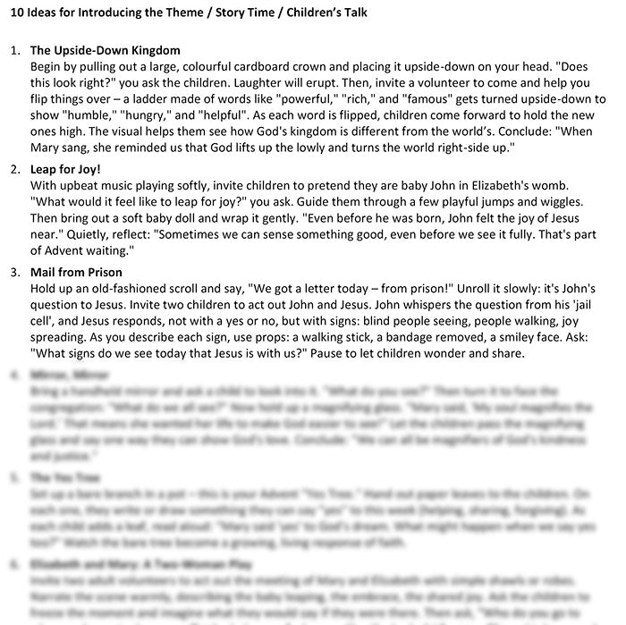 Worship at Hand
Complete Lectionary-Based Worship Services for Sundays in the Church Year
By Philip Garside
Advent 3 | 14 December 2025
Children's Talk ideas