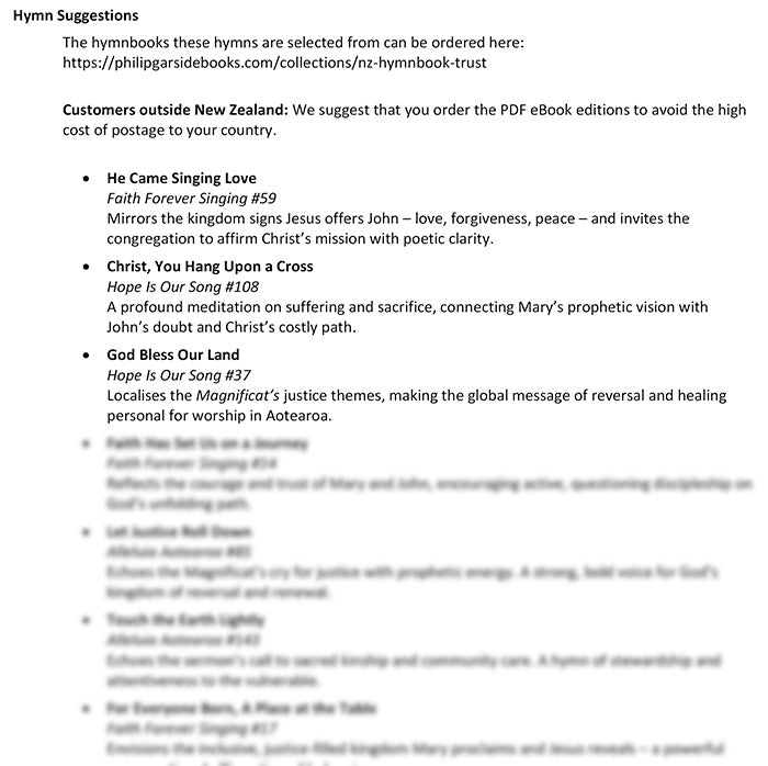 Worship at Hand
Complete Lectionary-Based Worship Services for Sundays in the Church Year
By Philip Garside
Advent 3 | 14 December 2025
Hymn suggestions