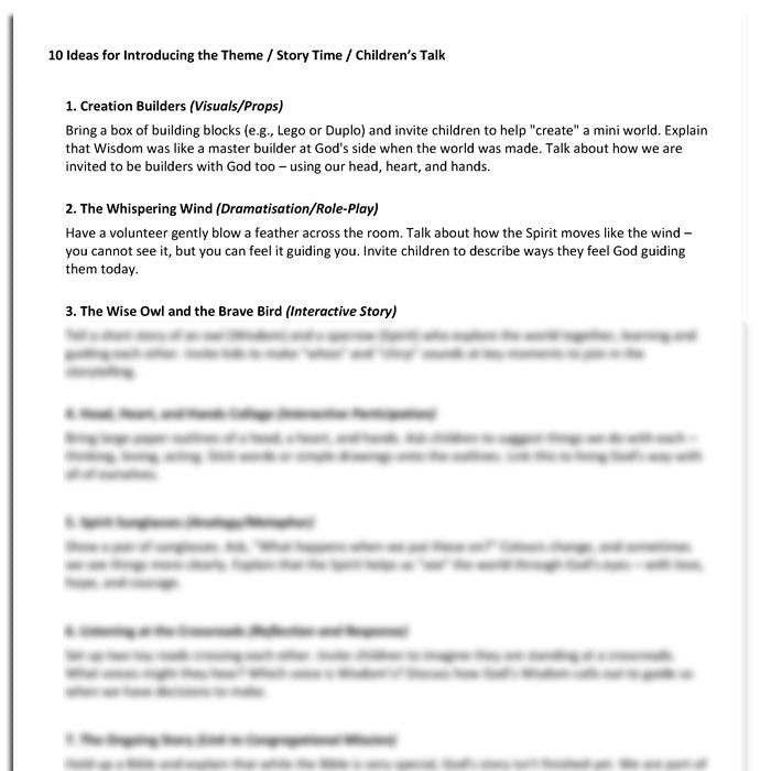 Worship at Hand
Complete Lectionary-Based Worship Services for Sundays in the Church Year
By Philip Garside
Trinity | 15 June 2025
Children's talk ideas