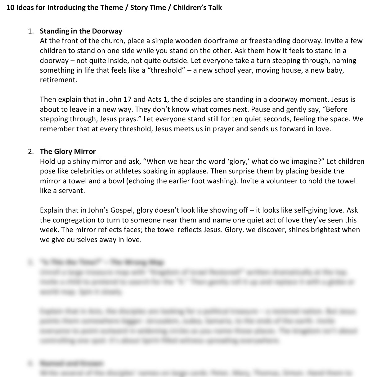 Worship at Hand
Complete Lectionary-Based Worship Services for Sundays in the Church Year
By Philip Garside
Easter 7 | 17 May 2026
Children's Talk Ideas
