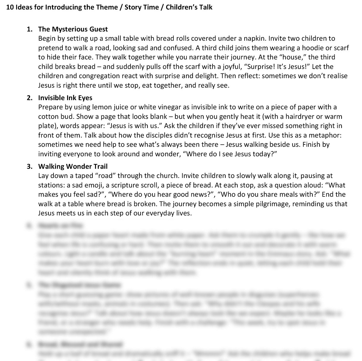 Worship at Hand
Complete Lectionary-Based Worship Services for Sundays in the Church Year
By Philip Garside
Easter 3 | 19 April 2026
Children's Talk Ideas