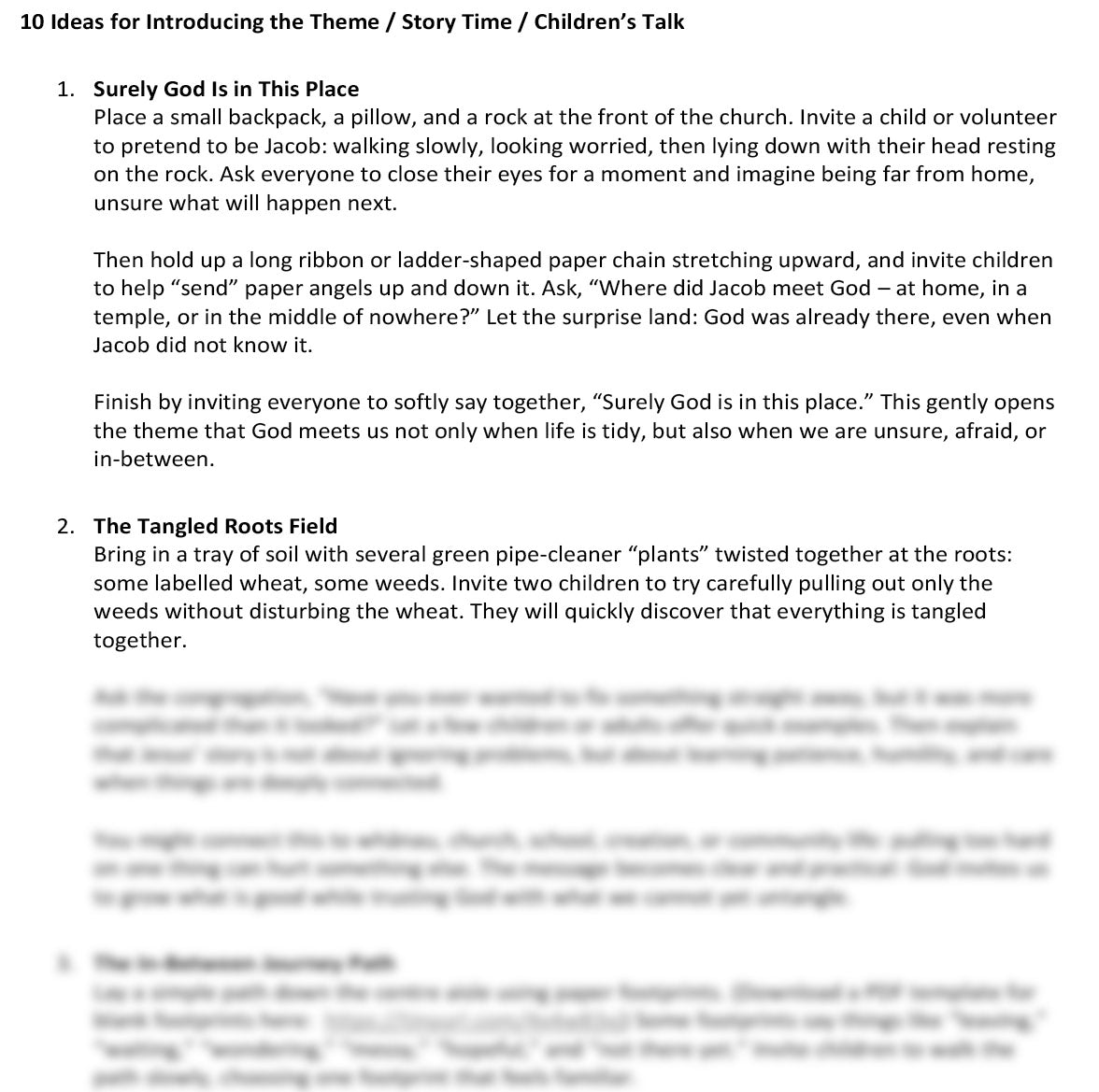 Worship at Hand
Complete Lectionary-Based Worship Services for Sundays in the Church Year
By Philip Garside
Pentecost 8 | 19 July 2026
Children's Talk ideas