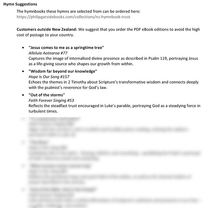 Worship at Hand
Complete Lectionary-Based Worship Services for Sundays in the Church Year
By Philip Garside
Pentecost 19 | 19 October 2025
Hymn suggestions