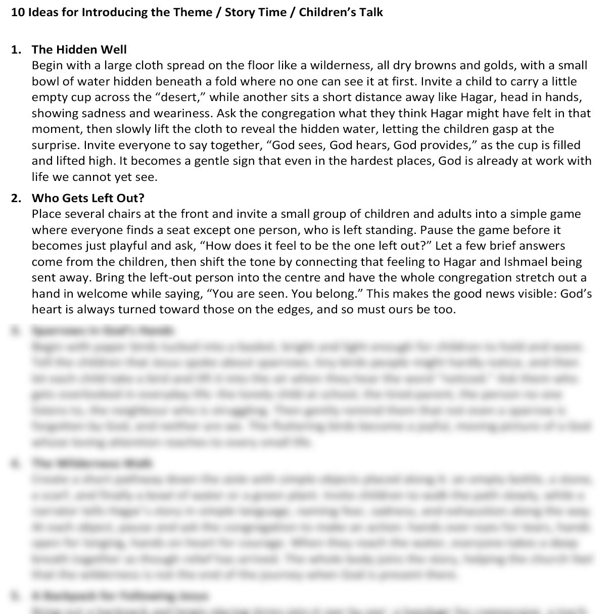 Worship at Hand
Complete Lectionary-Based Worship Services for Sundays in the Church Year
By Philip Garside
Pentecost 4 | 21 June 2026
Children's talk ideas