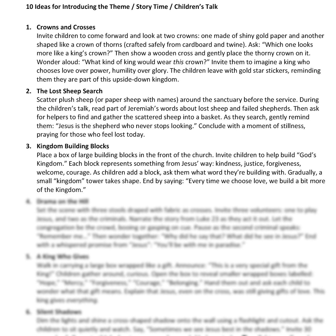 Worship at Hand
Complete Lectionary-Based Worship Services for Sundays in the Church Year
By Philip Garside
Reign of Christ | 23 November 2025
Children's Talk ideas