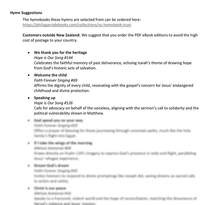 Worship at Hand
Complete Lectionary-Based Worship Services for Sundays in the Church Year
By Philip Garside
Christmas 1 | 28 December 2025
Hymn Suggestions