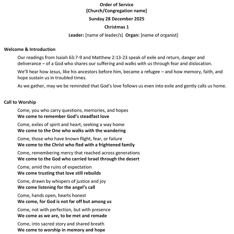 Worship at Hand
Complete Lectionary-Based Worship Services for Sundays in the Church Year
By Philip Garside
Christmas 1 | 28 December 2025
Page 1
