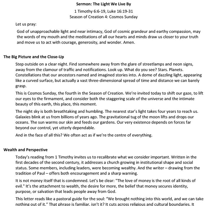 Worship at Hand
Complete Lectionary-Based Worship Services for Sundays in the Church Year
By Philip Garside
Pentecost 16 | 28 September 2025
Sermon