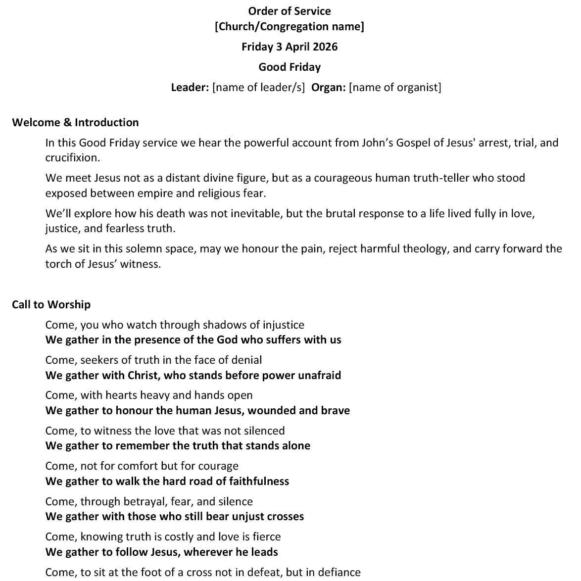 Worship at Hand
Complete Lectionary-Based Worship Services for Sundays in the Church Year
By Philip Garside
Good Friday | 3 April 2026
Page 1