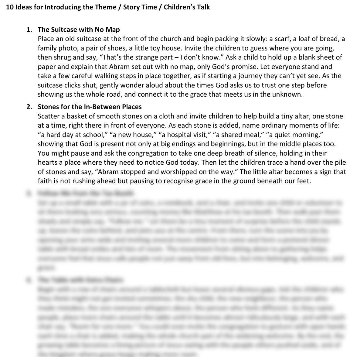 Worship at Hand
Complete Lectionary-Based Worship Services for Sundays in the Church Year
By Philip Garside
Pentecost 2 | 7 June 2026
Children's talk ideas