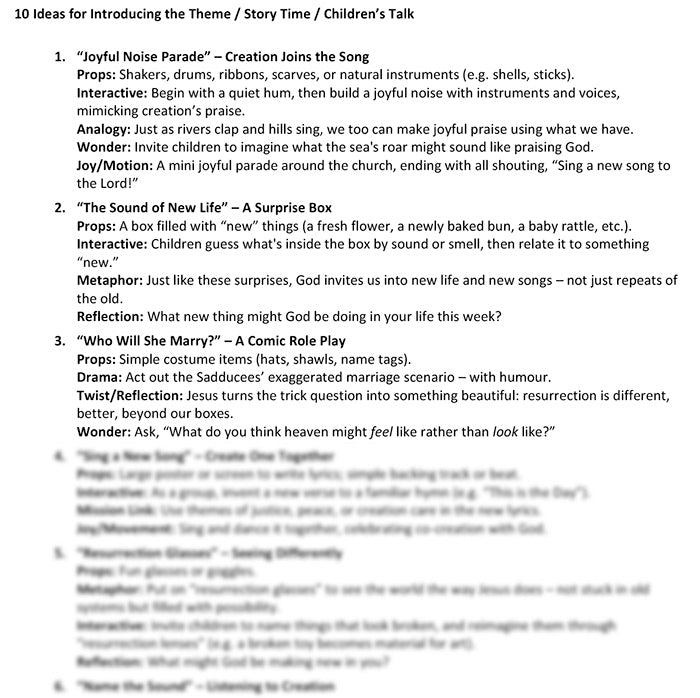 Worship at Hand
Complete Lectionary-Based Worship Services for Sundays in the Church Year
By Philip Garside
Pentecost 22 | 9 November 2025
Children's Talk Ideas