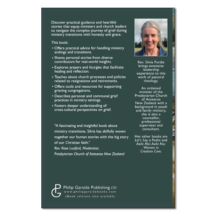 Moving On: Grief in Ministry Transitions. Back cover.
Edited by Silvia Purdie