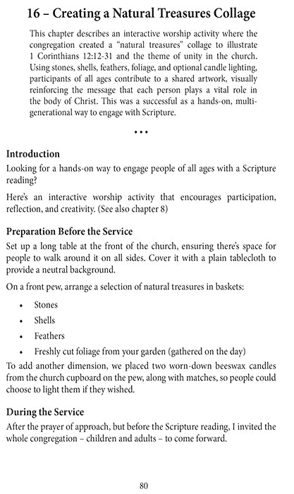 The Creative Worship Leader’s Toolbox
Tools, Tips, and Ideas for Engaging Services
By Philip C. Garside
page 80