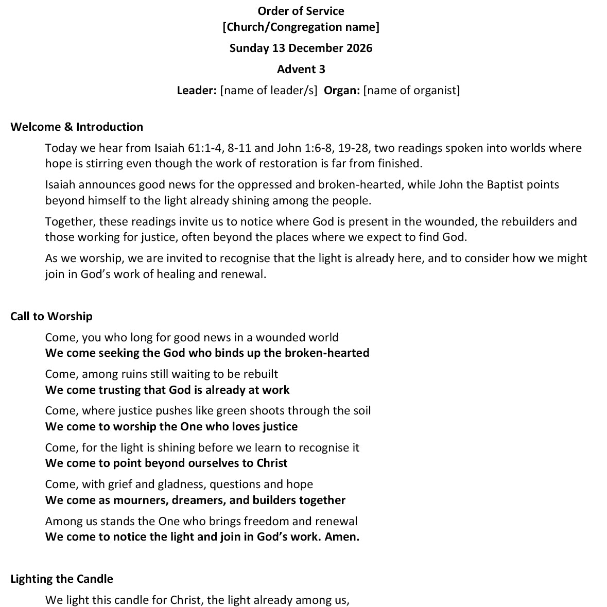 Worship at Hand
Complete Lectionary-Based Worship Services for Sundays
Digital download product
By Philip Garside
Advent 3 | 13 December 2026
Page 1