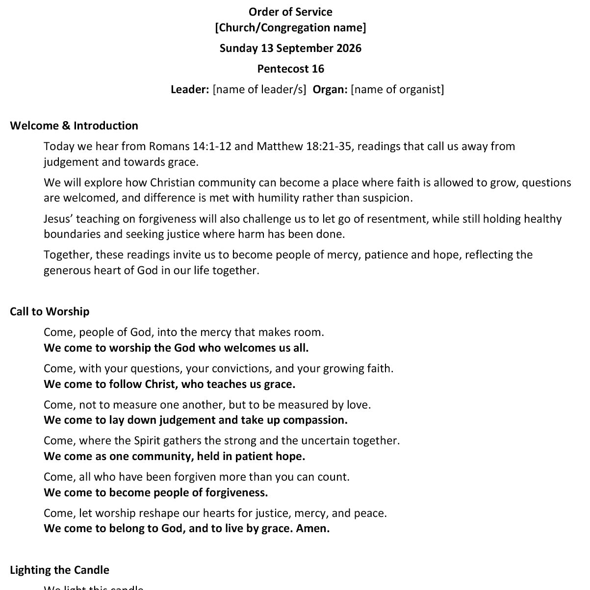 Worship at Hand
Complete Lectionary-Based Worship Services for Sundays in the Church Year
Digital download product
By Philip Garside
Pentecost 16 | 13 September 2026
Page 1