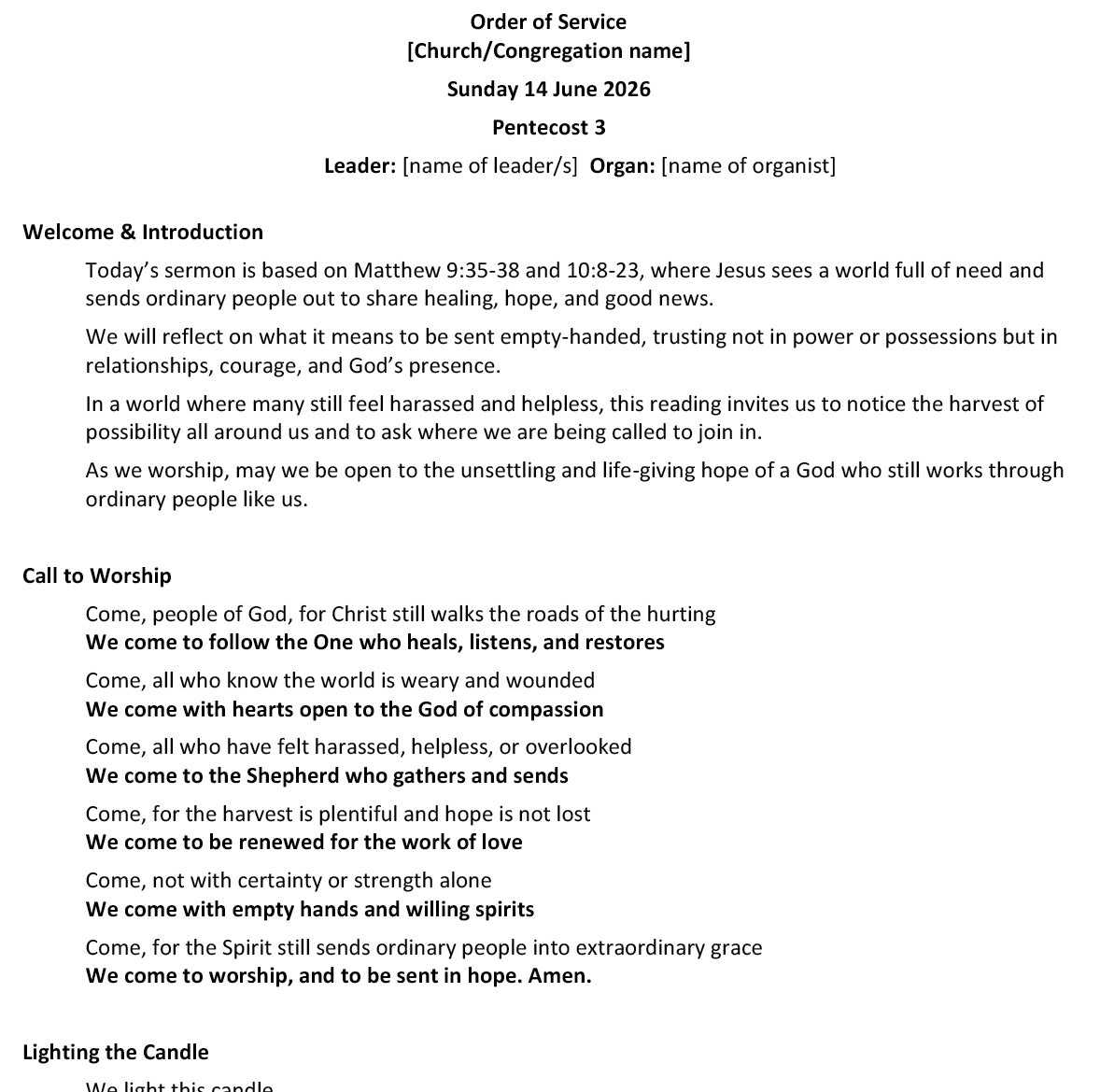 Worship at Hand
Complete Lectionary-Based Worship Services for Sundays in the Church Year
By Philip Garside
Pentecost 3 | 14 June 2026
page 1