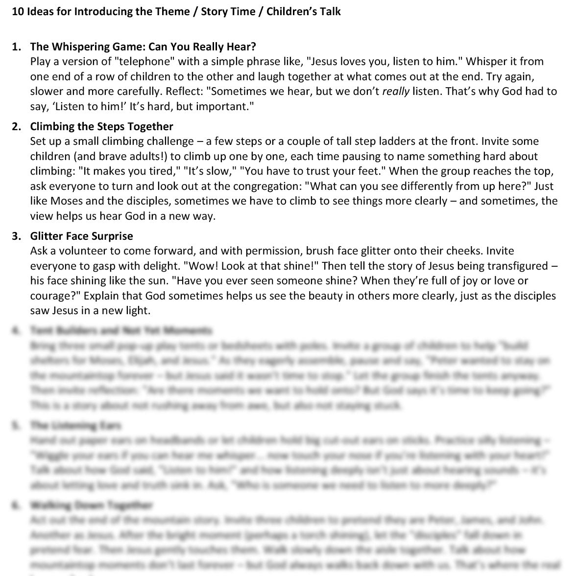 Worship at Hand
Complete Lectionary-Based Worship Services for Sundays in the Church Year
By Philip Garside
Transfiguration | 15 February 2026
Children's Talk ideas