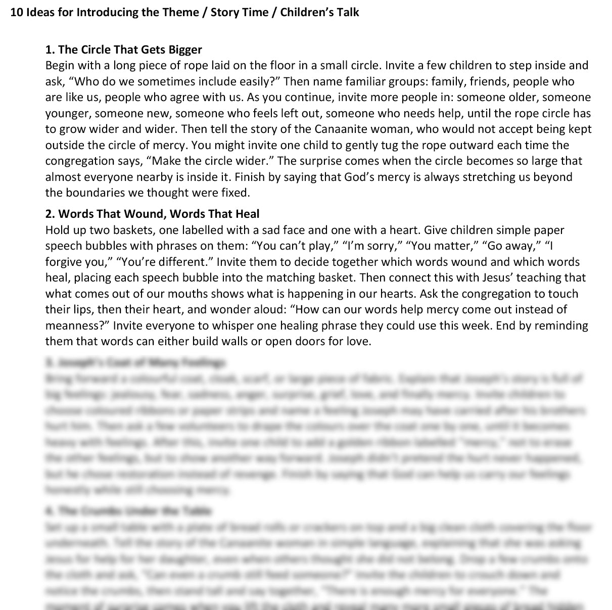 Worship at Hand
Complete Lectionary-Based Worship Services for Sundays in the Church Year
By Philip Garside
Pentecost 12 | 16 August 2026
Children's Talk ideas