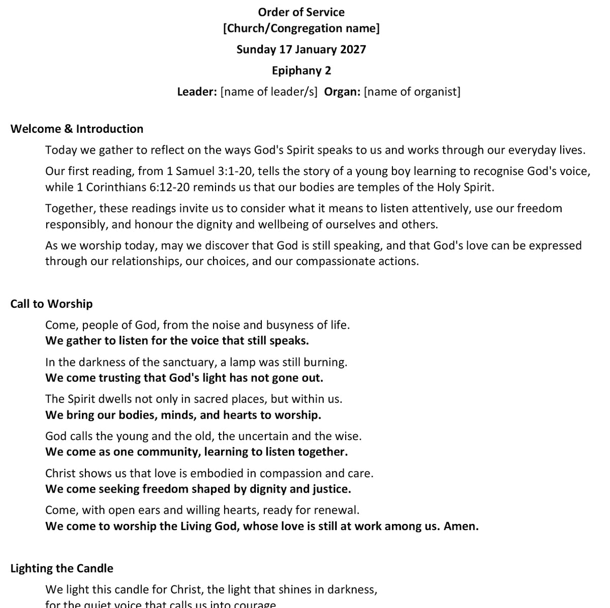 Worship at Hand
Complete Lectionary-Based Worship Services for Sundays
Digital download product
By Philip Garside
Epiphany 2 | 17 January 2027
Page 1