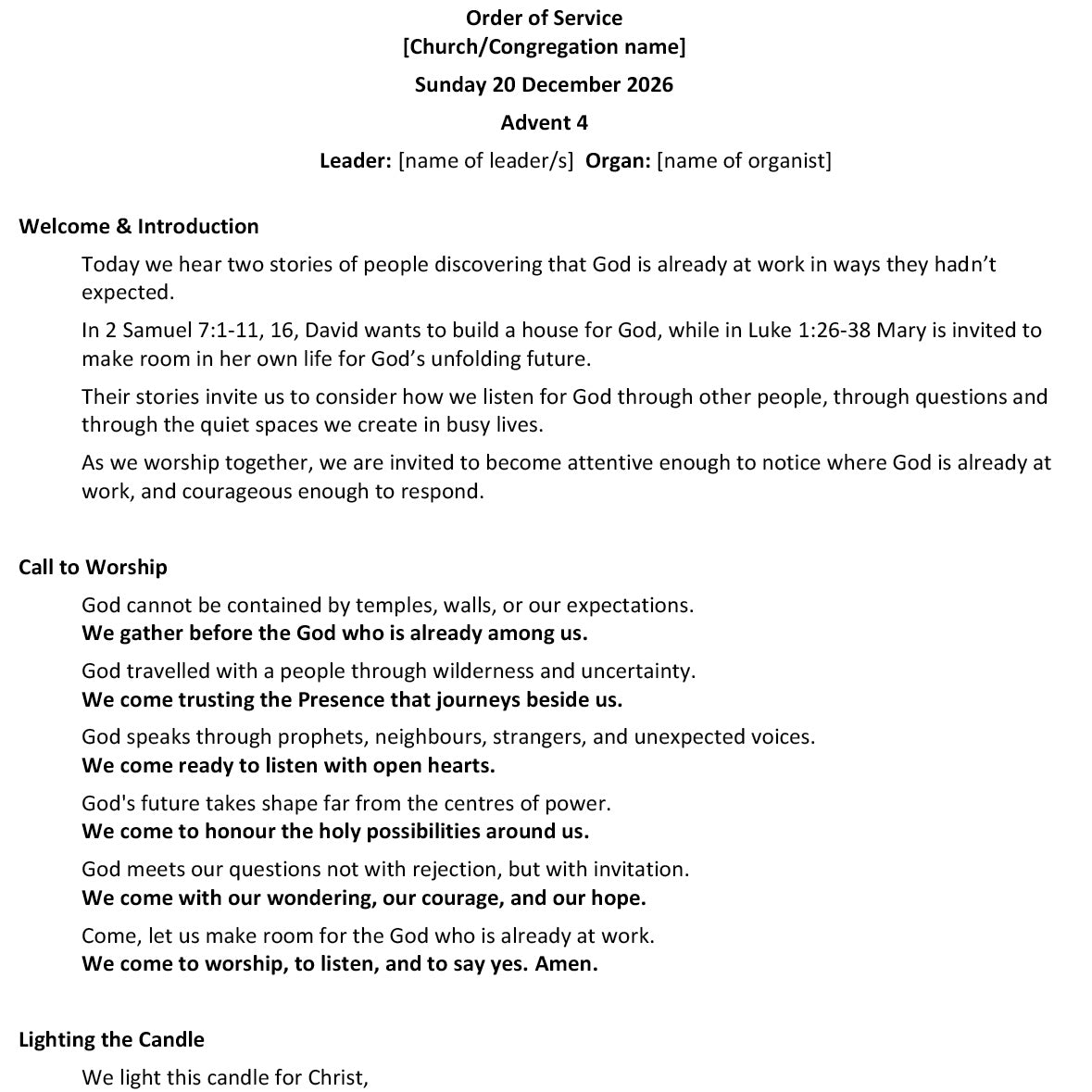 Worship at Hand
Complete Lectionary-Based Worship Services for Sundays
Digital download product
By Philip Garside
Advent 4 | 20 December 2026
Page 1