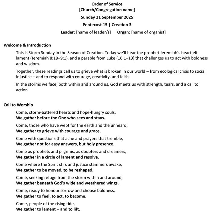 Worship at Hand
Complete Lectionary-Based Worship Services for Sundays in the Church Year
By Philip Garside
Pentecost 15 | 21 September 2025
Page 1