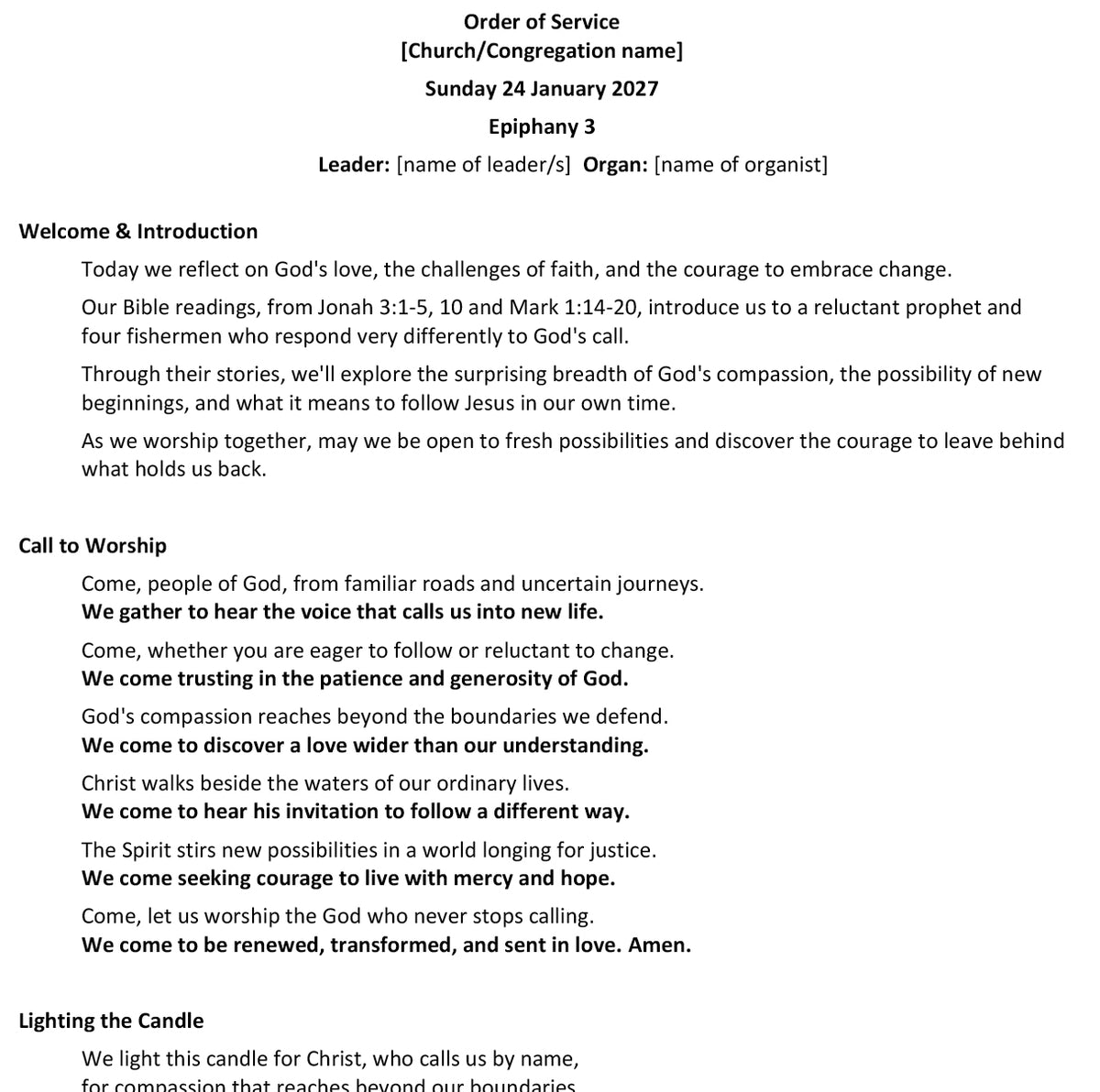 Worship at Hand
Complete Lectionary-Based Worship Services for Sundays
Digital download product
By Philip Garside
Epiphany 3 | 24 January 2027
Page 1