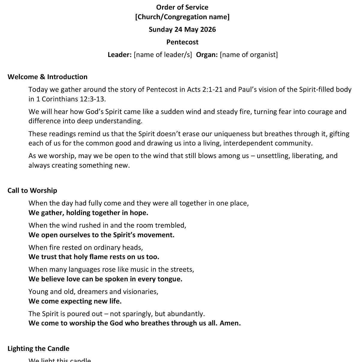 Worship at Hand
Complete Lectionary-Based Worship Services for Sundays in the Church Year
By Philip Garside
Pentecost | 24 May 2026
Page 1