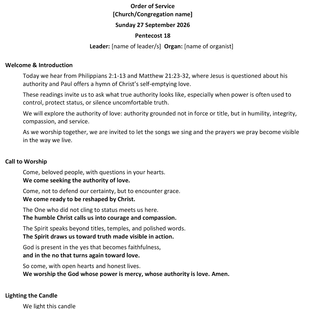 Worship at Hand
Complete Lectionary-Based Worship Services for Sundays in the Church Year
Digital download product
By Philip Garside
Pentecost 18 | 27 September 2026
Page 1