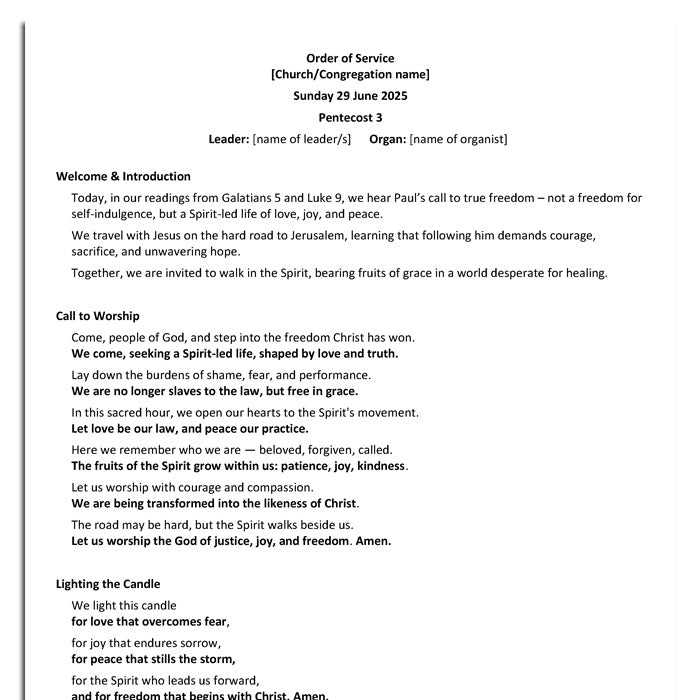 Worship at Hand
Complete Lectionary-Based Worship Services for Sundays in the Church Year
By Philip Garside
Pentecost 3 | 29 June 2025
pg 1
