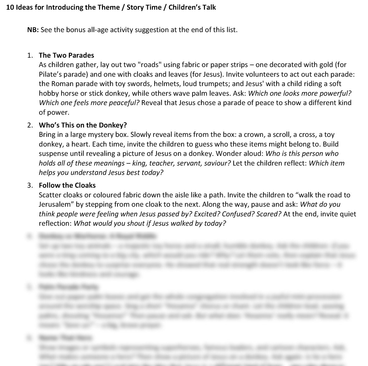 Worship at Hand
Complete Lectionary-Based Worship Services for Sundays in the Church Year
By Philip Garside
Lent 6 | 29 March 2026
Children's Talk ideas