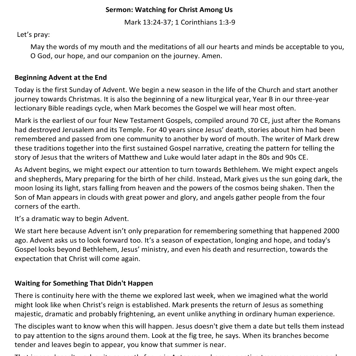 Worship at Hand
Complete Lectionary-Based Worship Services for Sundays
Digital download product
By Philip Garside
Advent 1 | 29 November 2026
Sermon