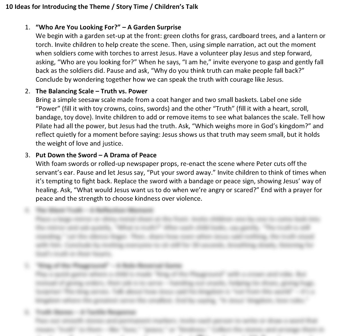 Worship at Hand
Complete Lectionary-Based Worship Services for Sundays in the Church Year
By Philip Garside
Good Friday | 3 April 2026
Children's Talk Ideas