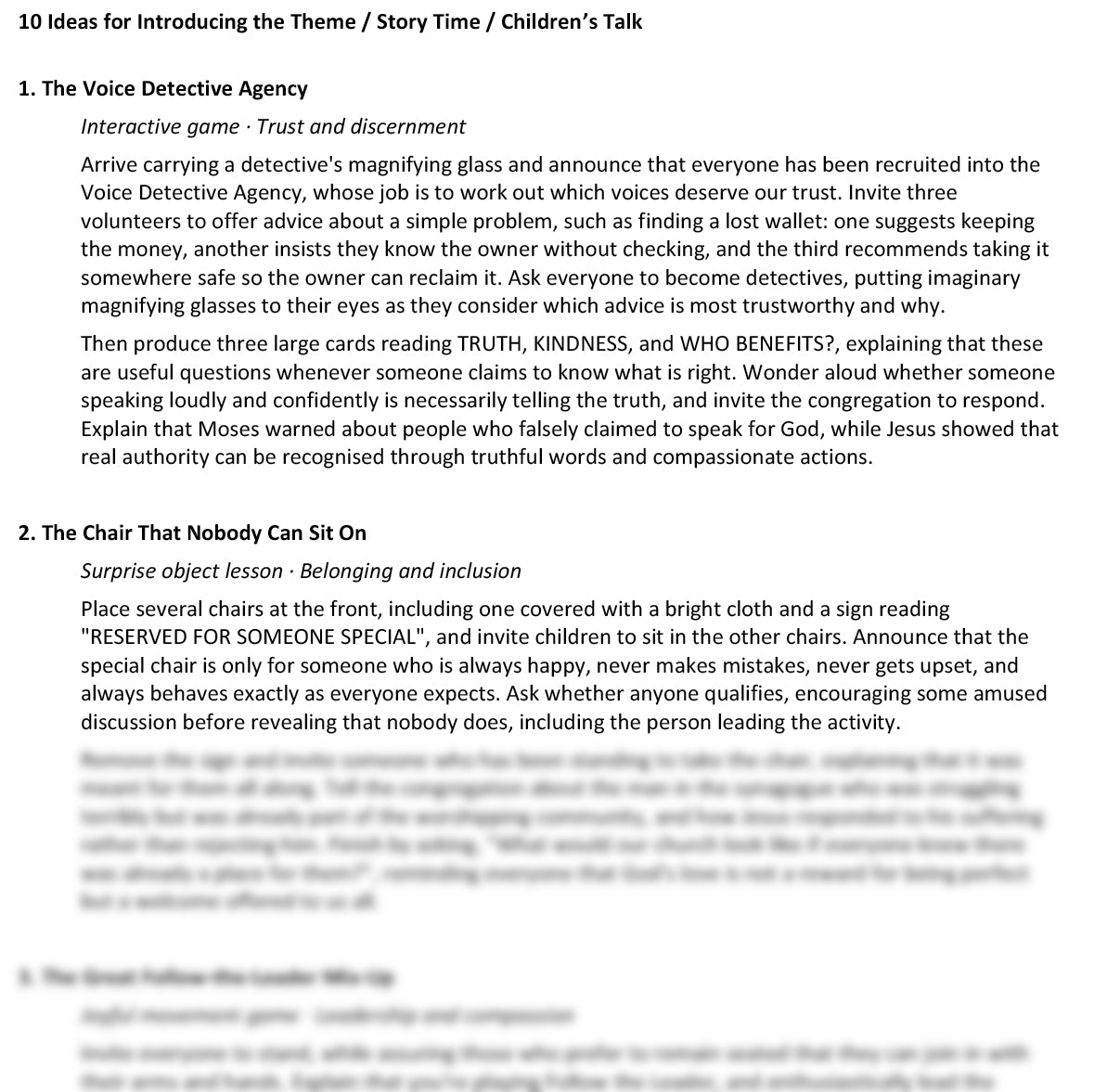 Worship at Hand
Complete Lectionary-Based Worship Services for Sundays
Digital download product
By Philip Garside
Epiphany 4 | 31 January 2027
Children's Talk ideas