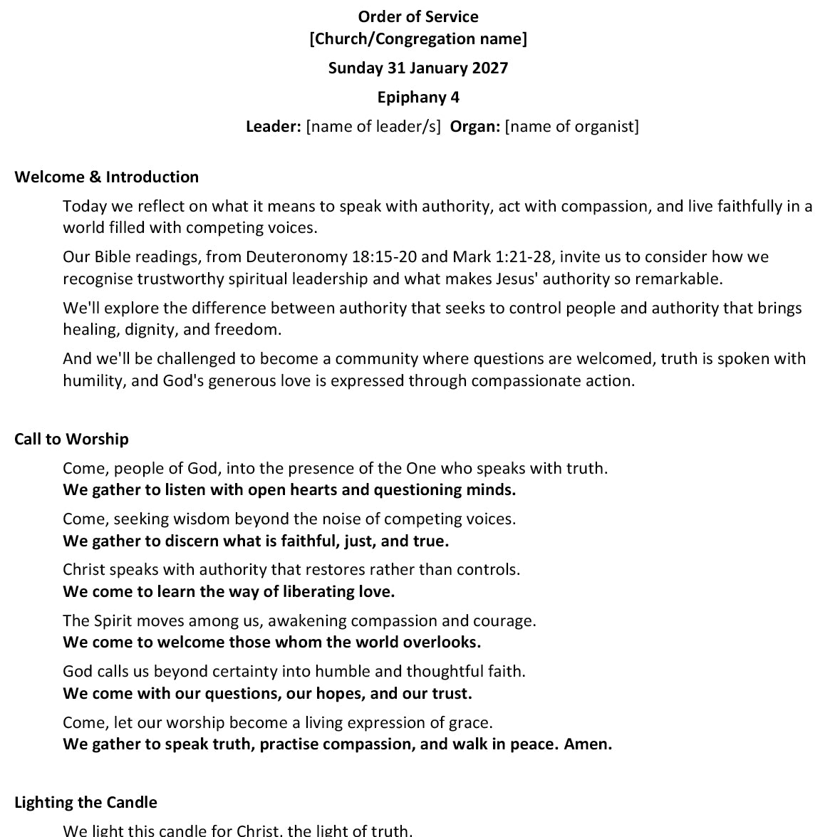 Worship at Hand
Complete Lectionary-Based Worship Services for Sundays
Digital download product
By Philip Garside
Epiphany 4 | 31 January 2027
Page 1