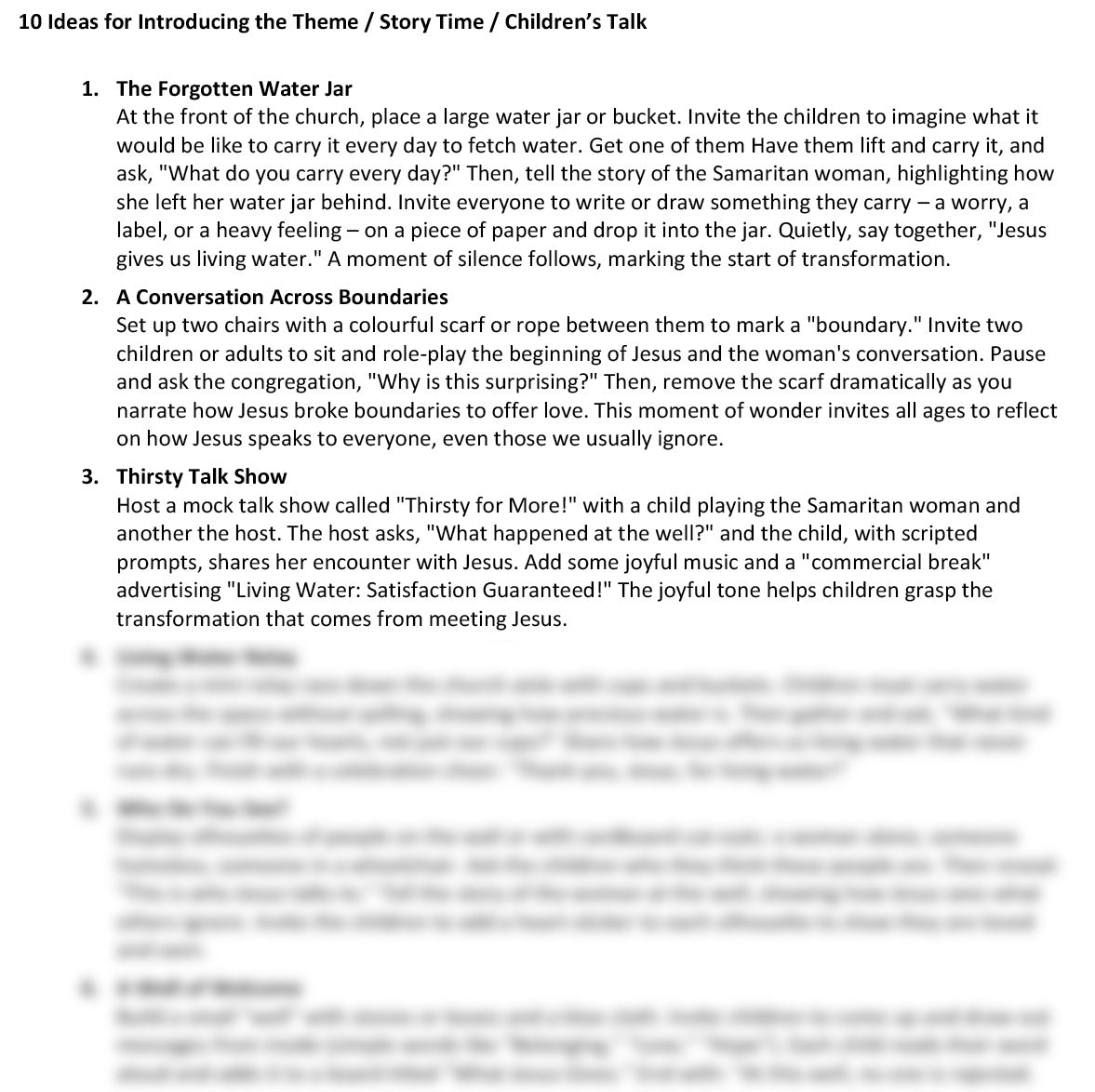 Worship at Hand
Complete Lectionary-Based Worship Services for Sundays in the Church Year
By Philip Garside
Lent 3 | 8 March 2026
Children's Talk ideas