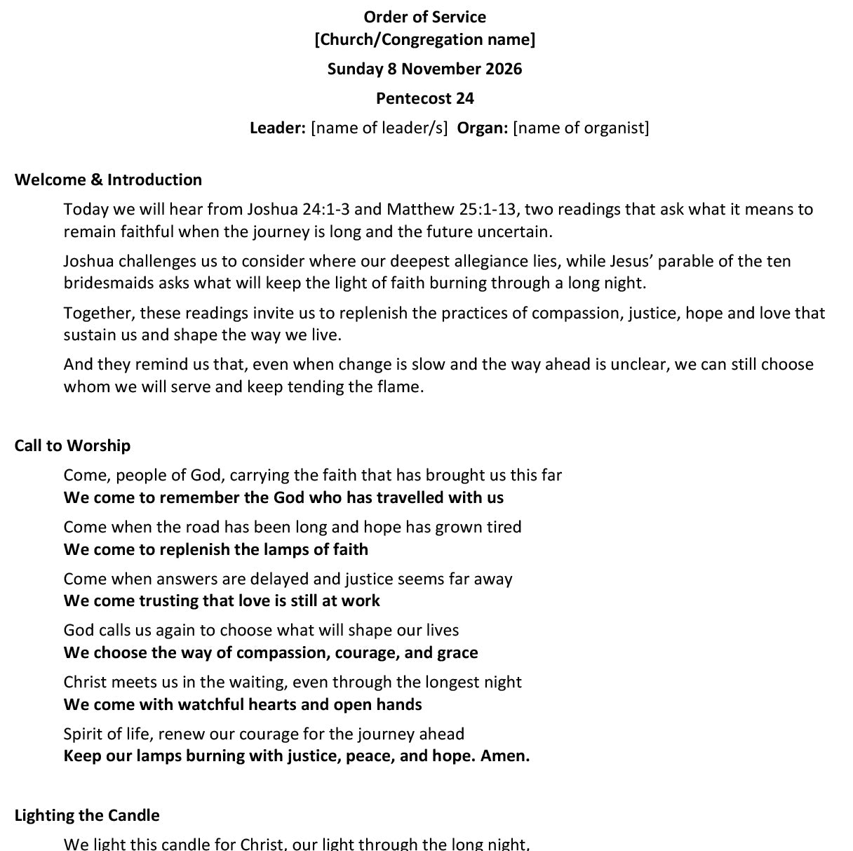 Worship at Hand
Complete Lectionary-Based Worship Services for Sundays
Digital download product
By Philip Garside
Pentecost 24 | 8 November 2026
Page 1
