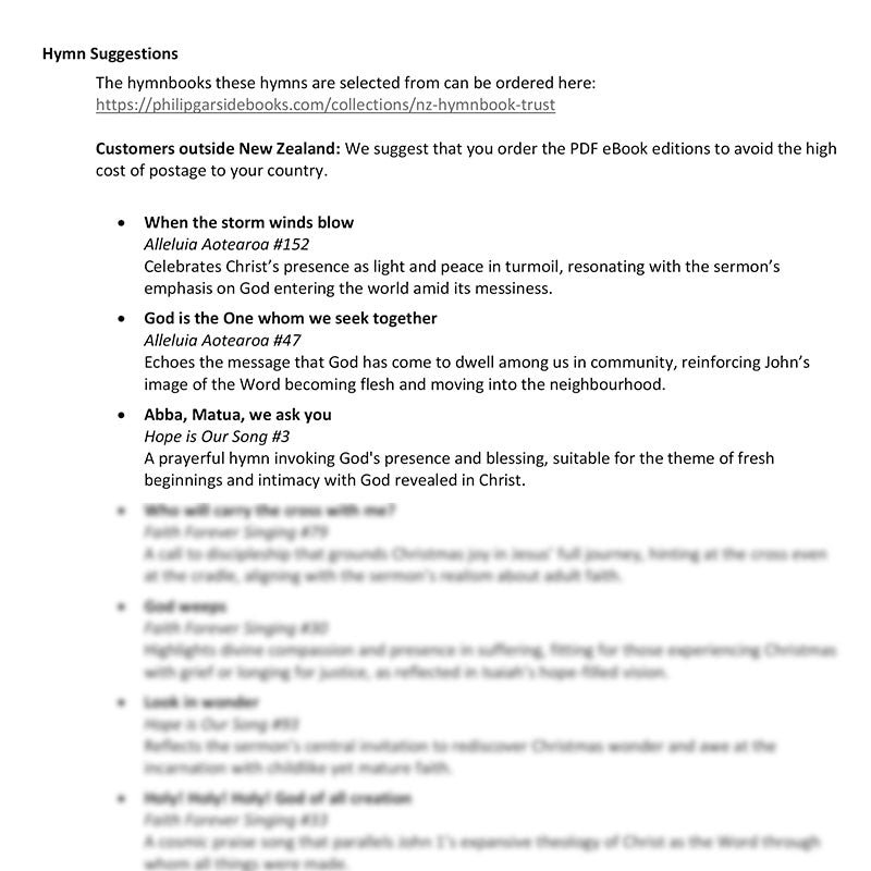 Worship at Hand
Complete Lectionary-Based Worship Services for Sundays in the Church Year
By Philip Garside
Christmas Day | 25 December 2025
Hymn Suggestions